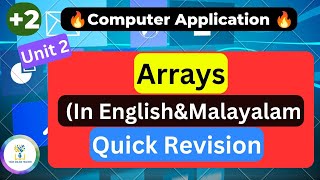 💥CA Chapter 2💥Arrays|Quick Revision| English & Malayalam |Plus Two|2023|