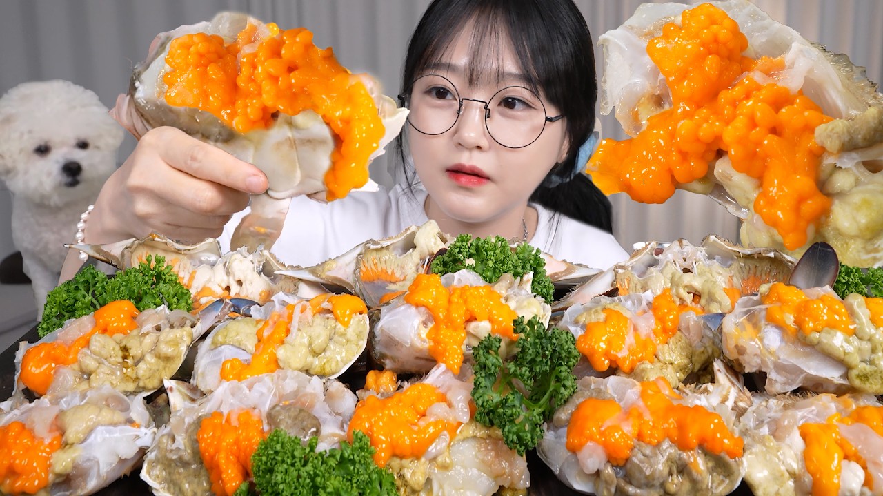 알이 꽉찬 역대급 알배기 꽃게회 먹방🧡Fresh Raw Blue Crab Mukbang ASMR