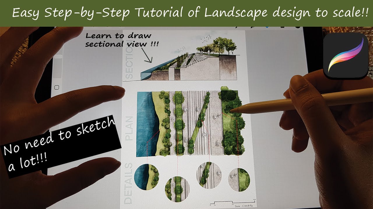 Easy Tutorial - How to create landscape Plan and sectional view to scale on Procreate?#tutorial#art