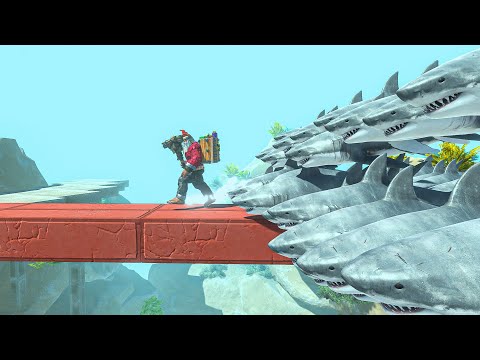 Only Fast Runners Will Escape Sharks - Animal Revolt Battle Simulator