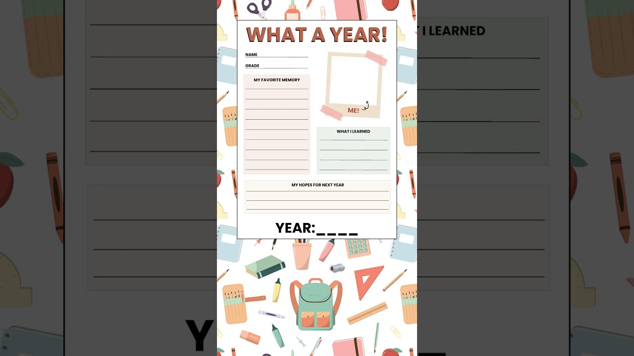FREE End of Year Reflection Worksheets Packet #learningshorts #freeprintable