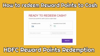 How to redeem reward points in HDFC Regalia Credit Card to CASH | HDFC Reward Points Redemption