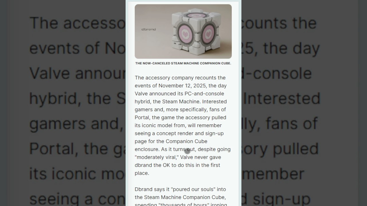 Steam Machine Companion Cube Canceled Because Dbrand Didn't Ask Valve for Permission