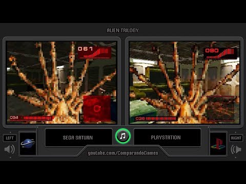 Alien Trilogy (Sega Saturn vs PlayStation) Side by Side Comparison
