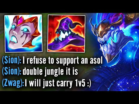 My team trolled me and tried to lose... so I pick Aurelion Sol and carry them (1v2 bot lane)
