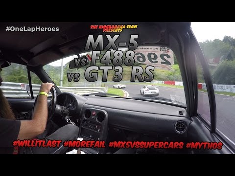 MX-5 Turbo VS GT3 RS VS Ferrari 488 - Nurburgring Battle