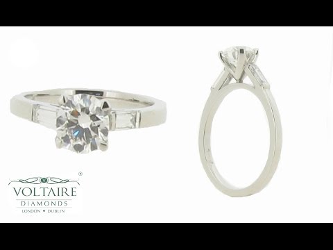 Round Brilliant Solitaire with Tapered Baguettes ER 2024