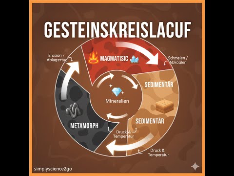 Kreislauf der Gesteine: Magmatisch, Sedimentär, Metamorph  | Gesteinskunde einfach erklärt (Geologie