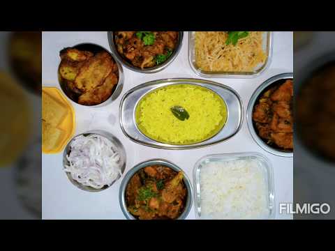 Non - Veg Meals // Pepper chicken // Chicken curry without tomatoes // chicken fry // plain briyani Video