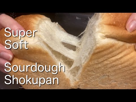 SUB)柔らか過ぎる自家製天然酵母こねない食パン 卵牛乳バター無し ヴィーガン Sourdough Vegan No Knead Soft Japanese Shokupan Bread 天然酵種吐司