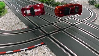 Kick 'em out! Heavy crash scenes on a four lane CARRERA GO!!! track.