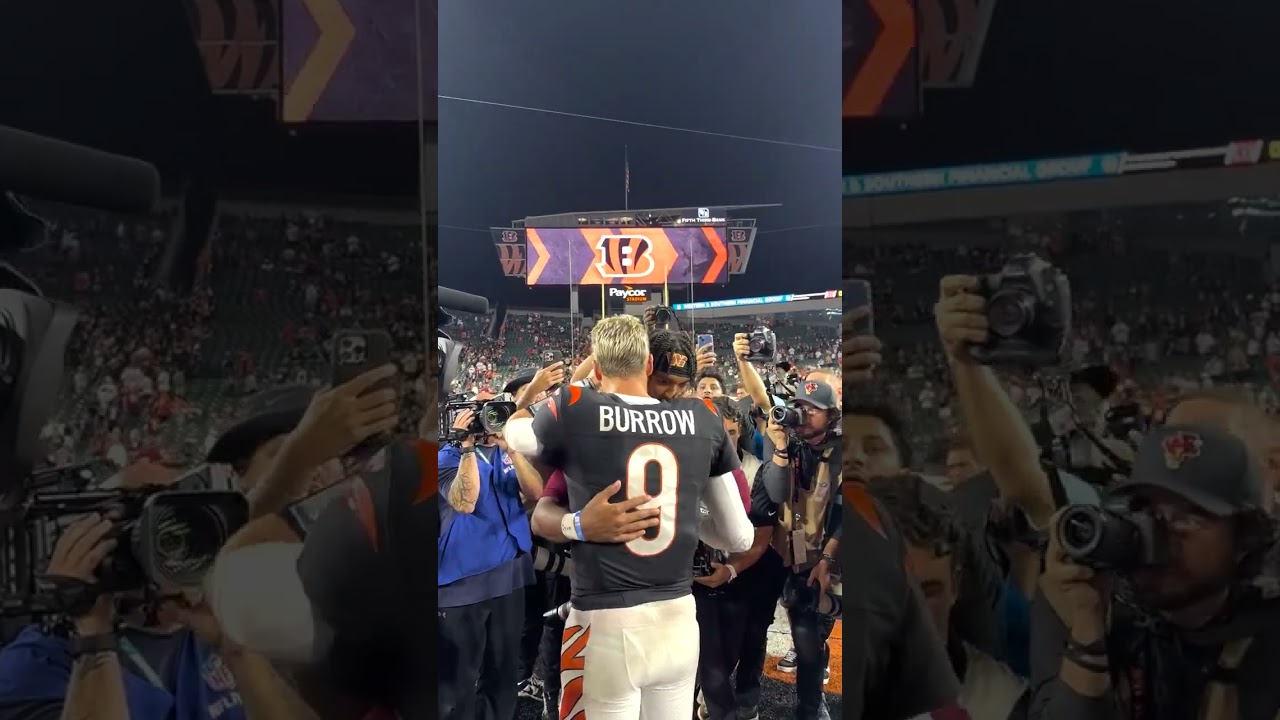 What do you think Joe Burrow said to Jayden Daniels here? 🎩🦅📸