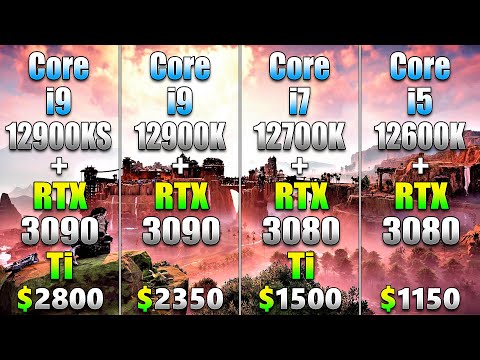 i9 12900KS + RTX 3090 Ti vs i9 12900K + RTX 3090 vs i7 12700K + RTX 3080 Ti vs i5 12600K + RTX 3080