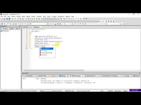c program to concatenate two strings without using library functions| Code blocks | by bhanu priya