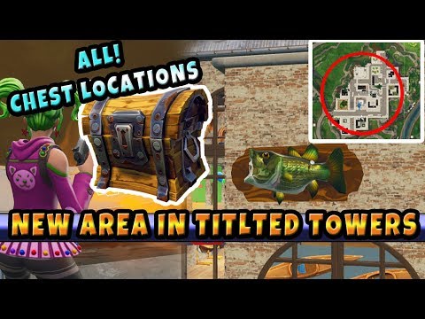 All Chest Locations in New "Fishing Shop" Fortnite Area inside Tilted Towers (Old Construction Area)