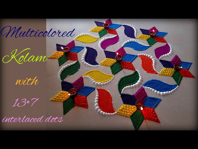 beautiful multicolored kolam design with 13*7 dot by poonam borkar
