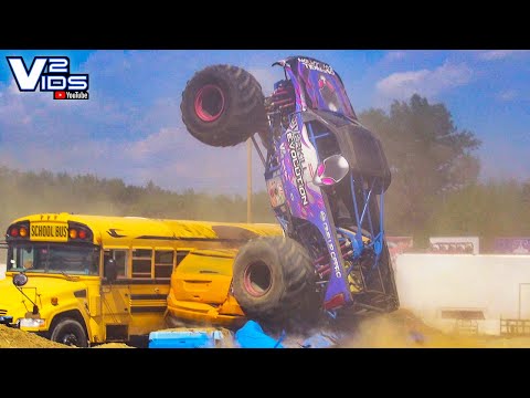 Monster Truck Crushes School Bus