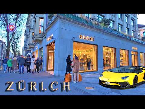 ZURICH SWITZERLAND ✨ Evening in City Center / Bahnhofstrasse / Stroll Around Town / Walking tour 4K