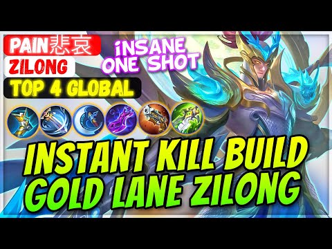 Gold Lane Zilong Instant Kill Build [ Top Global Zilong ] Pain悲哀 - Mobile Legends Gameplay Build