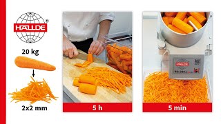 Cut 20 kg julienne carrots in 5 minutes