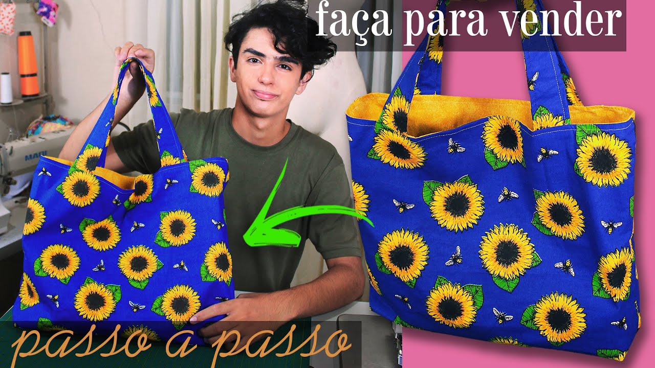 Como Fazer Ecobag de Girassol [Passo a Passo Fácil Para Iniciantes - Bolsa de Tecido Novo Modelo]