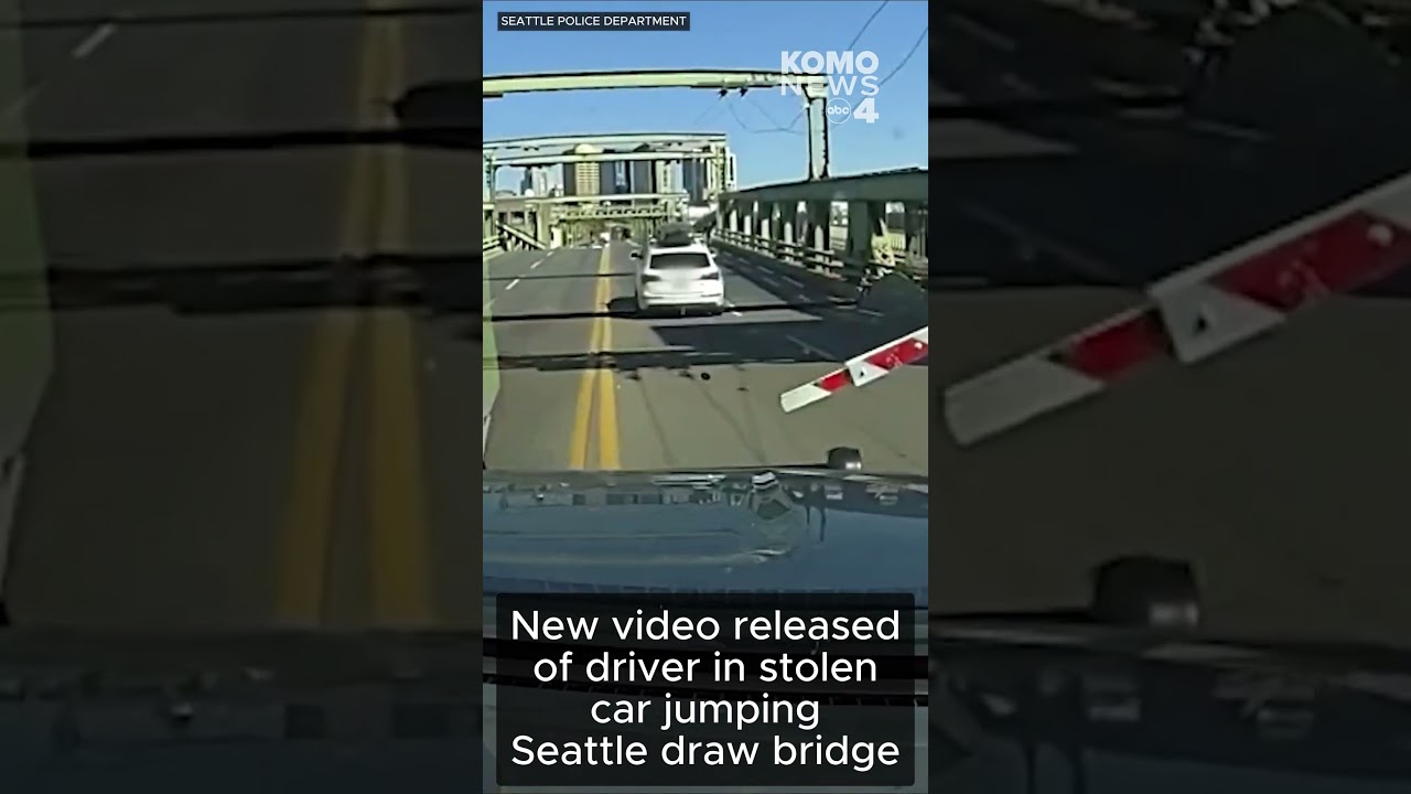 New video released of driver in stolen car jumping Seattle draw bridge