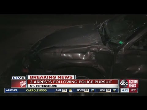 Pursuit in St. Petersburg ends in crash, 3 arrests