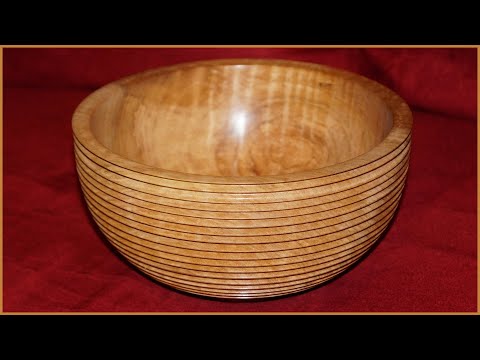 Woodturning Figured Maple Grooved Bowl