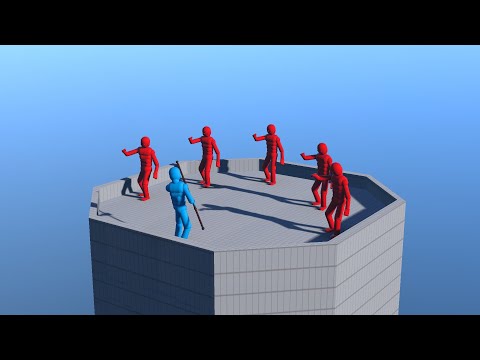NPC Rooftop Battle (with active ragdoll physics)