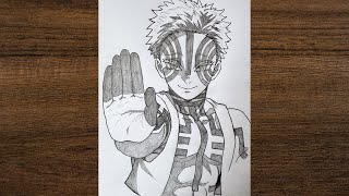 Drawing Akaza from Demon Slayer | Full Pencil Drawing Process