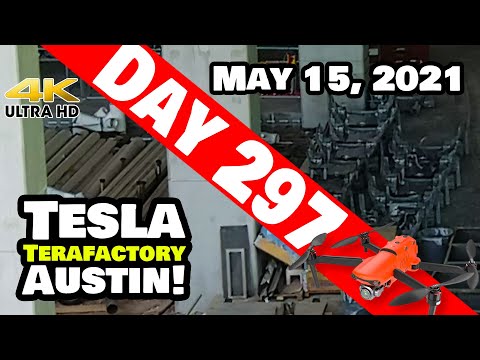 Tesla Gigafactory Austin 4K  Day 297 - 5/15/21 - Terafactory Texas - GIGA PRESS CASTINGS BEING MADE!