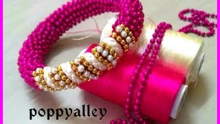 How to make ball chain bangles using silk thread at home