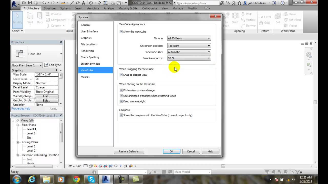 Revit 02-24 ViewCube Tab   Options