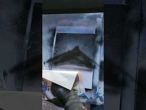 Snowy mountain spray paint tutorial #spraypaintart #arttutorial #painting