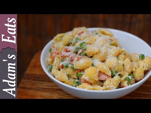 Pasta with peas, bacon and ricotta sauce | Marcella Hazan Italian recipe
