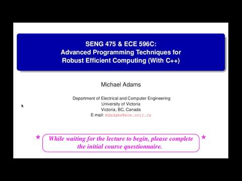 SENG 475 Lecture 1 (2019-05-07) — Course Introduction