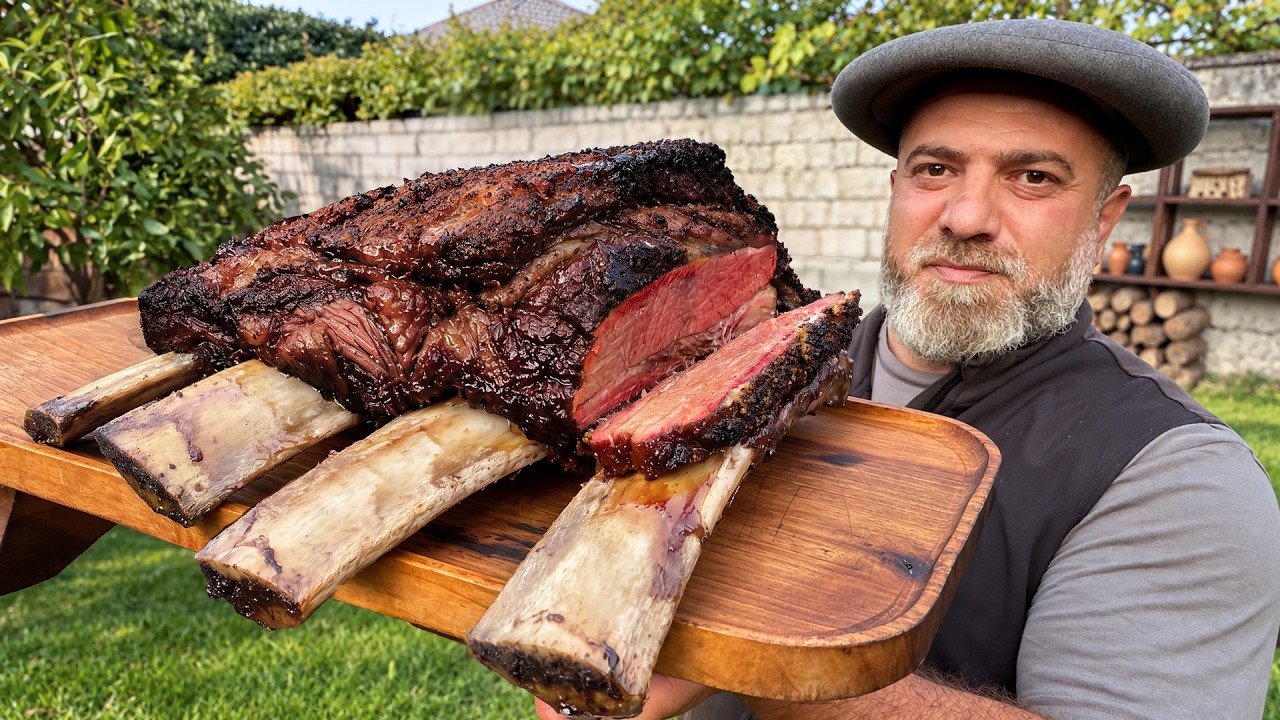 Cooking Smoked Texas BBQ Ribs for Massive Rib Sandwich!