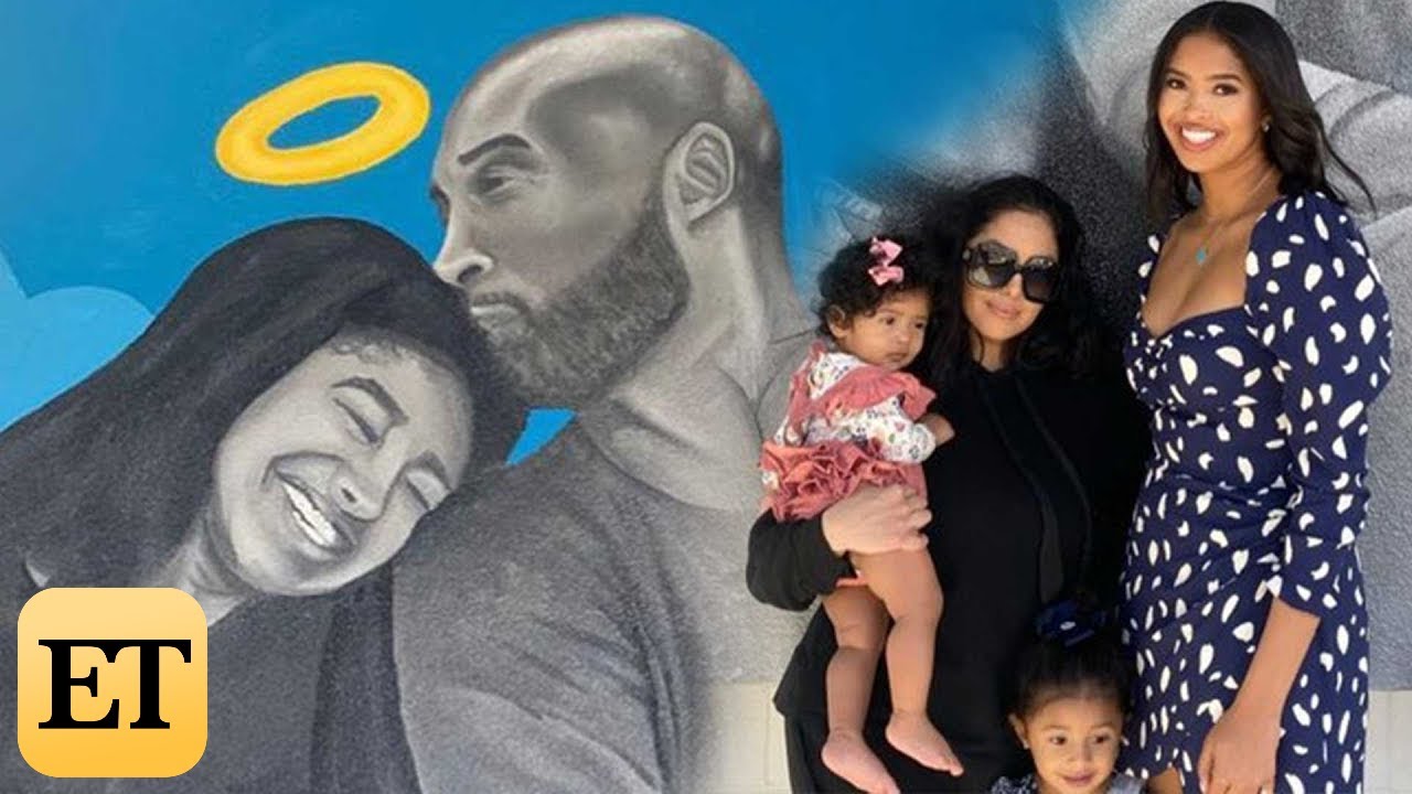 Vanessa Bryant and Daughters Visit Kobe and Gianna Mural