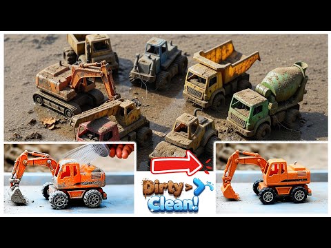 Dirty Trucks, Clean Fun! 🚛💦 Excavator, Bulldozer, Mixer & More Wash the Construction Vehicles Song!