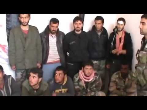 أسرى عناصر النظام من الجبل المحادي لسد تشرين في ريف حلب بعد السيطرة عليه من قبل لواء التوحيد