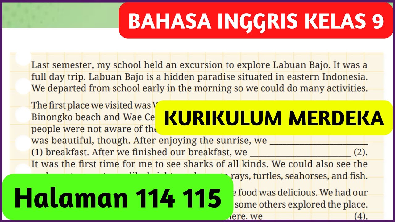 Kunci Jawaban Bahasa Inggris Kelas 9 Halaman 114 115 Kurikulum Merdeka Worksheet 2.18