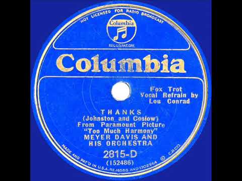 1933 Meyer Davis - Thanks (Lew Conrad, vocal)