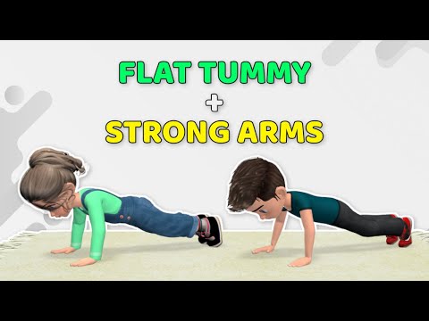 FLAT TUMMY + STRONG ARMS: ARM & CORE EXERCISES FOR KIDS| Kids Exercise