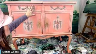 #PAINTTALK Coral and Teal Buffet Makeover - How to Customize Furniture