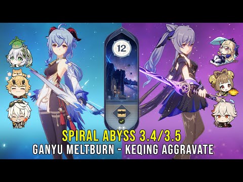 C0 Ganyu Melt Burn and C1 Keqing Aggravate - Genshin Impact Abyss 3.4/3.5 - Floor 12 9 Stars