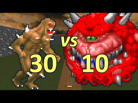 30 Imps vs 10 Cacodemons - Monster Infighting - Doom Retro Battles