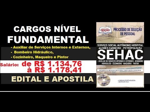 Edital Apostila Processo de Seleção de Pessoal SEHAC RJ 2019 Cargos de Nível Fundamental