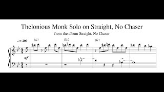 Thelonious Monk Solo on Straight, No Chaser - Piano Transcription (Sheet Music in Description)
