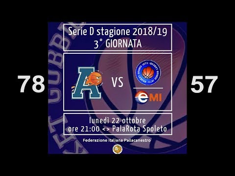 Atomika Spoleto-Gubbio 78-57 Basket Serie D 22-10-2018