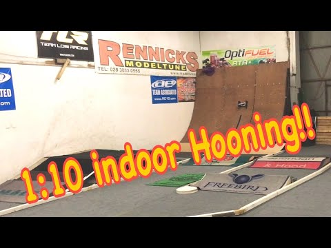 1:10 RC Hooning at Rennicks Modeltune Indoor Track, Northern Ireland, Tekno EB410, Team Associated